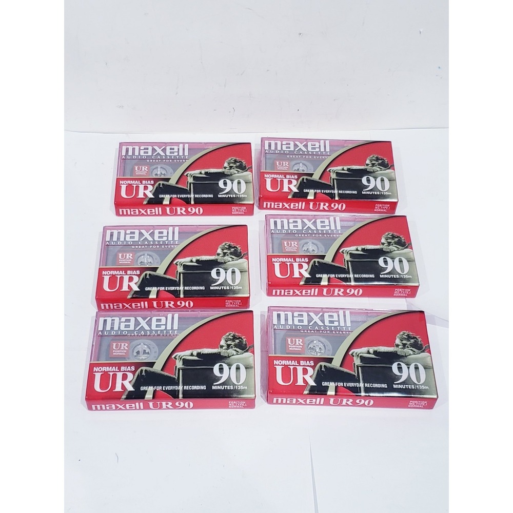 Lot of 6 Maxell UR-90 Normal-Bias Cassette Tape